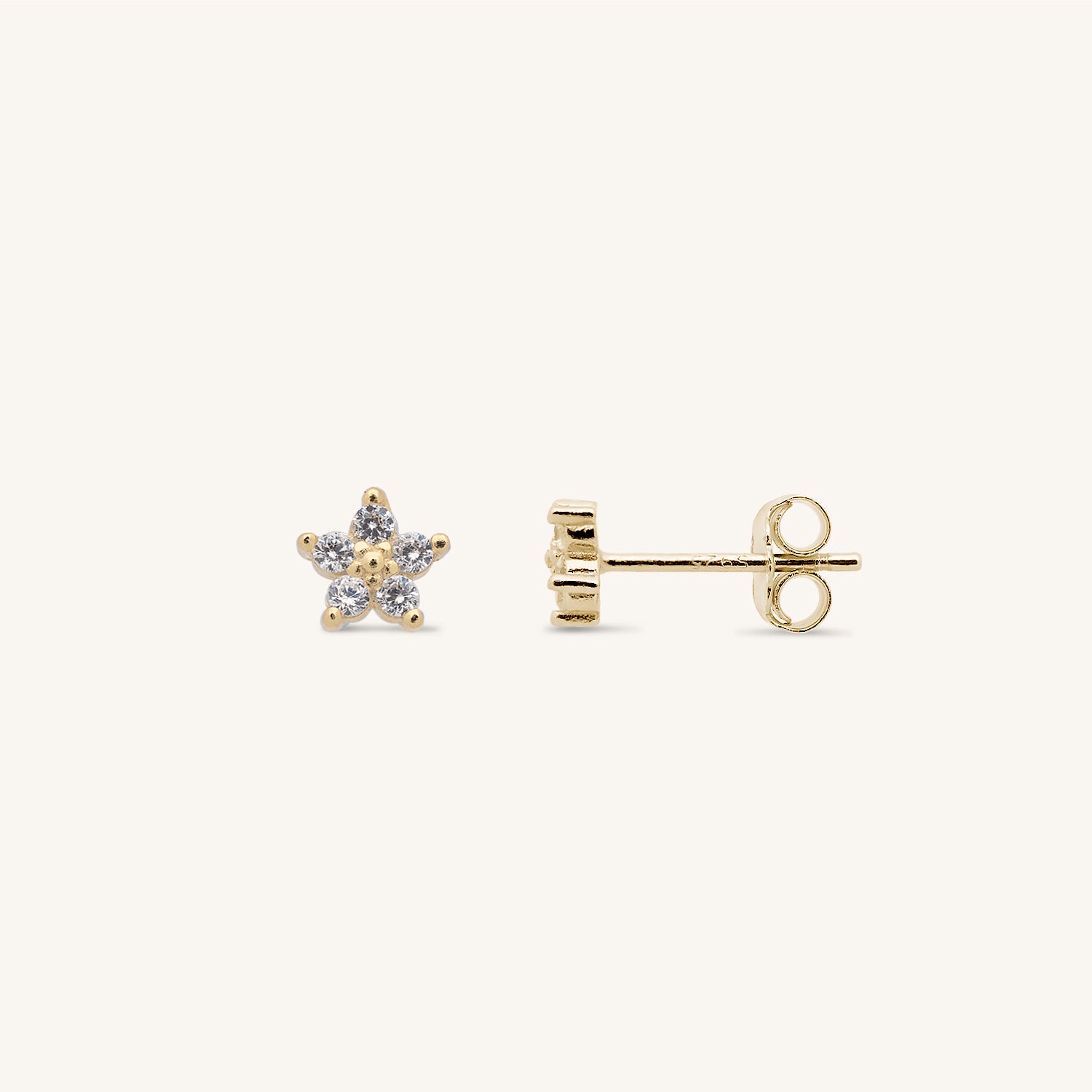 PETITE LOTUS CRYSTAL STUDS - GOLD