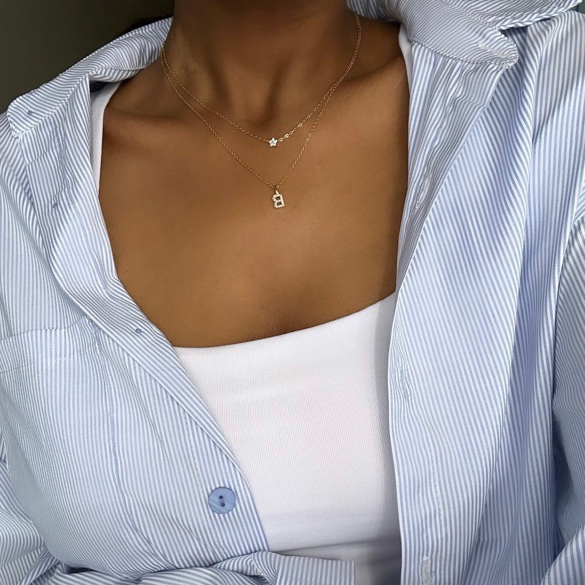 PETITE LOTUS CRYSTAL NECKLACE - GOLD