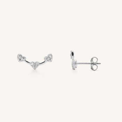 MINI HEART EARCLIMBER - SILVER