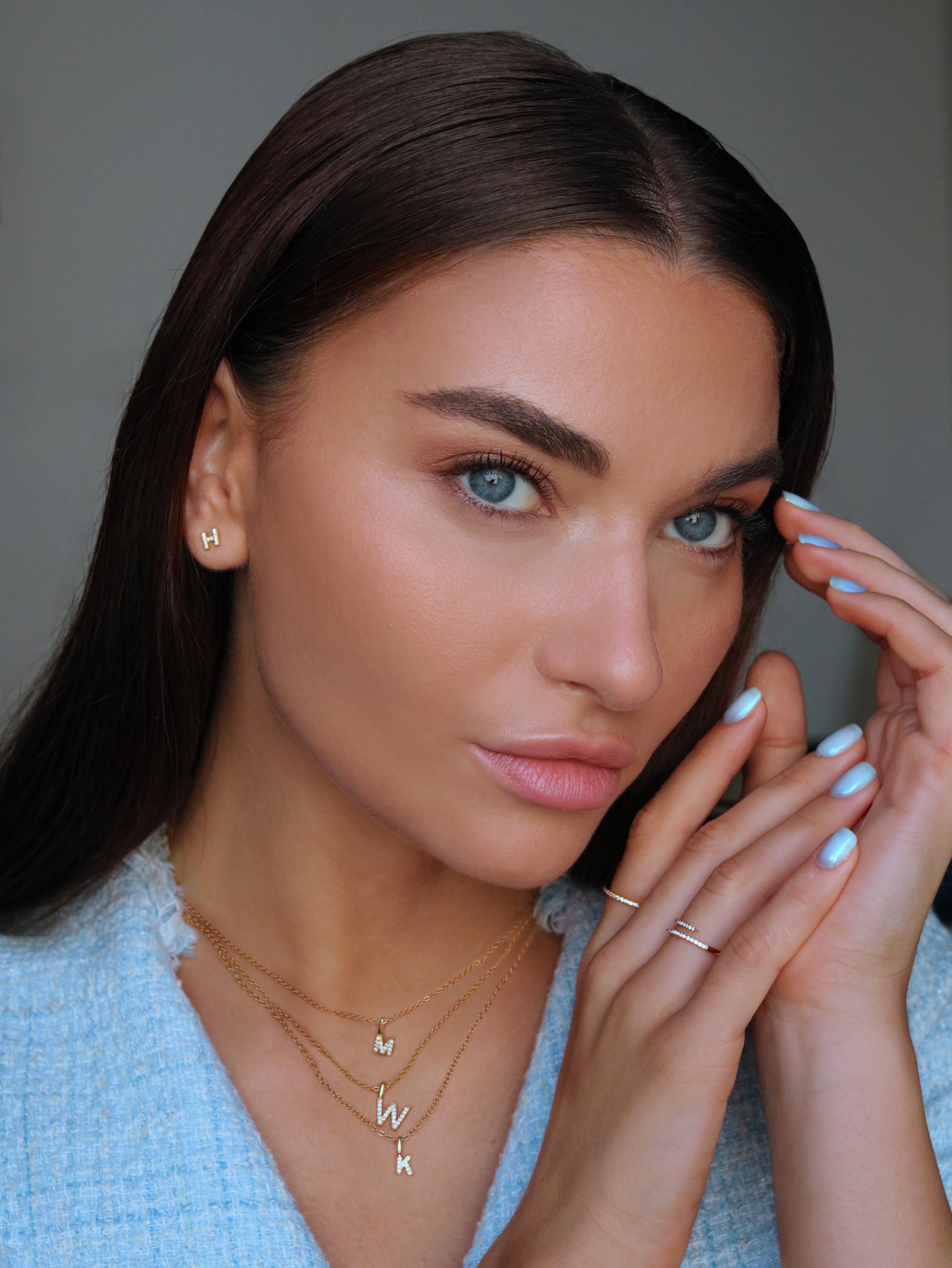 LOVE INITIAL EAR STUD - SILVER