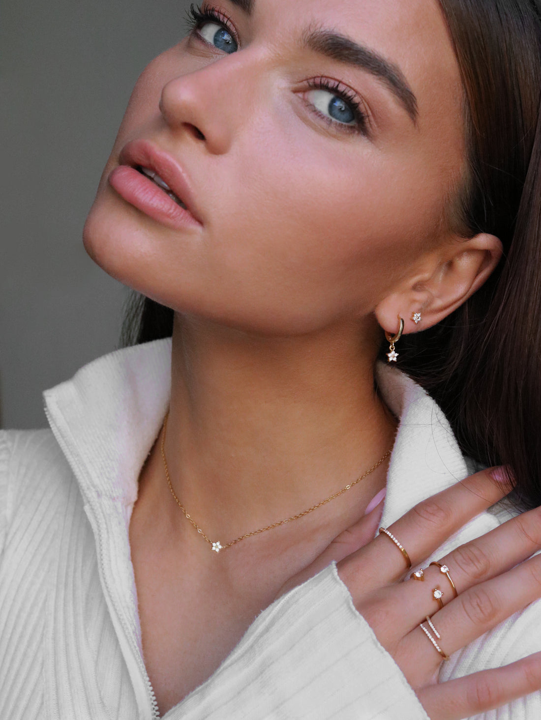 PETITE LOTUS CRYSTAL STUDS - SILVER