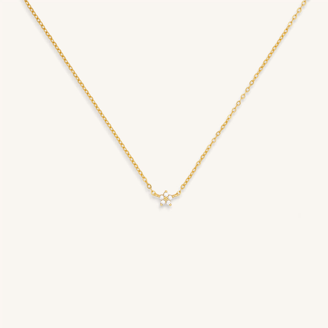 PETITE LOTUS CRYSTAL NECKLACE - GOLD