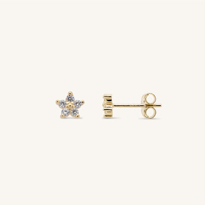 PETITE LOTUS CRYSTAL STUDS - GOLD
