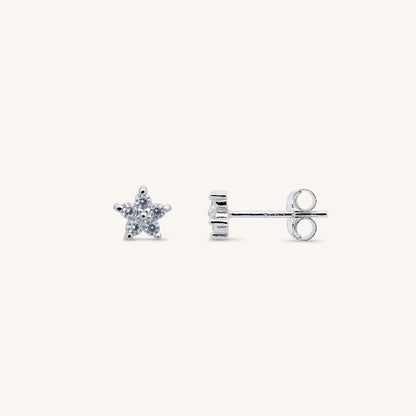 PETITE LOTUS CRYSTAL STUDS - SILVER