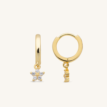 PETITE LOTUS CRYSTAL HOOPS - GOLD