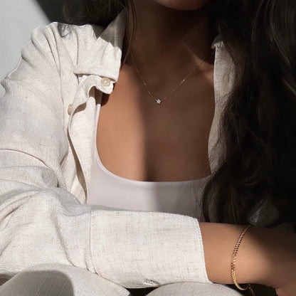 PETITE LOTUS CRYSTAL NECKLACE - GOLD