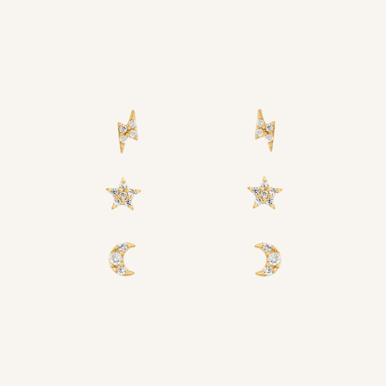 TINY SYMBOL STUD SET -GULD