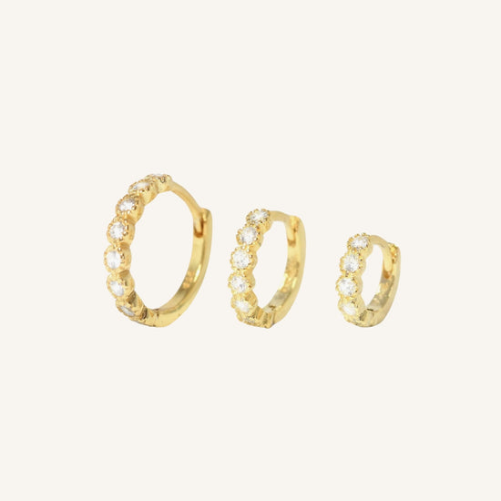 ASTRID STONE HOOPS -GULD