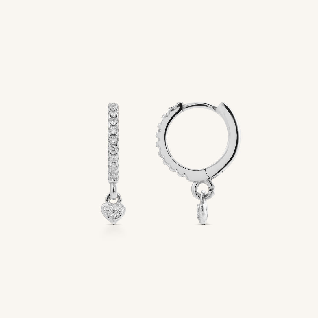MINI HEART SPARKLING HOOPS - SILVER