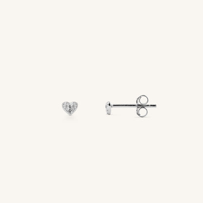 MINI HEART SPARKLING STUDS - SILVER
